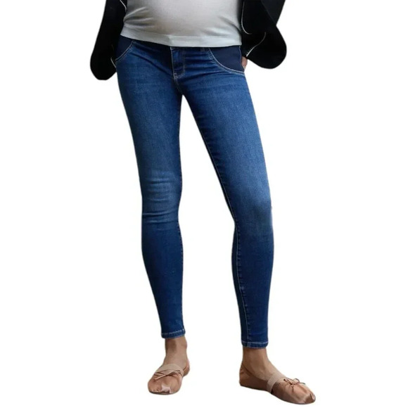 MNG Mango Blue Denim Maternity Skinny Jeans 4 - Picture 1 of 5